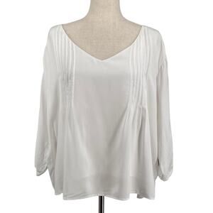 Jackson Rowe Fluttershy Top XS White Long Sleeve Pleated Front Viscose Lined